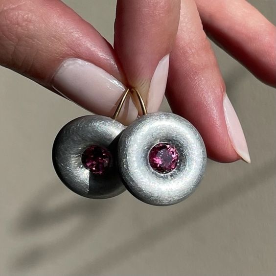Vintage Aluminum Pink Tourmalines Earrings