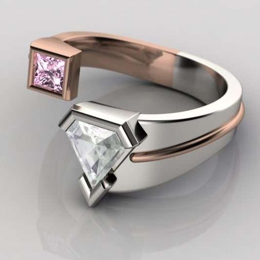 Vintage Silver & Rose Zirconia Ring