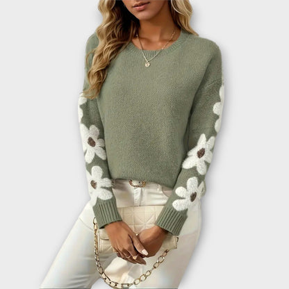 Silke | Soft Knit Sweater with Floral Design