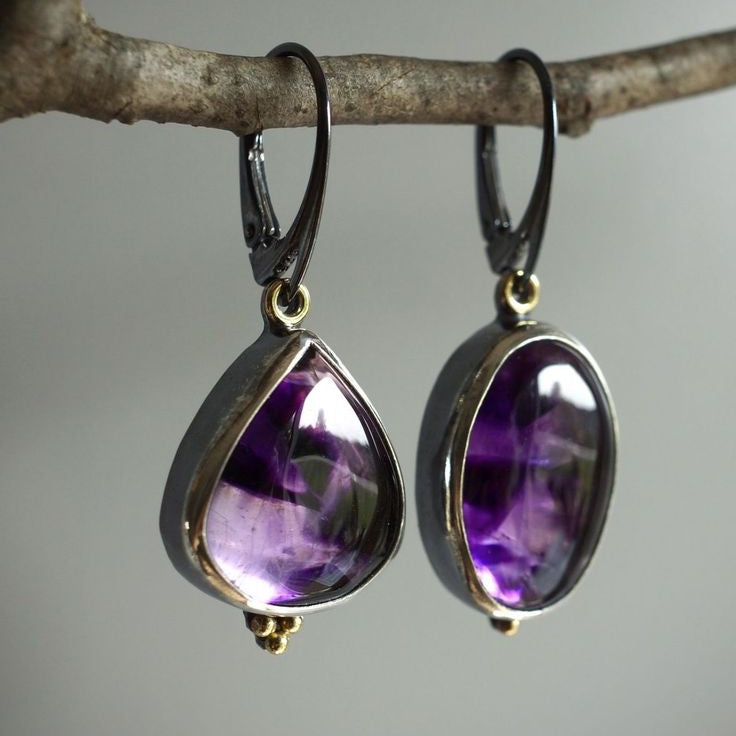 Vintage Purple Moonstone Earrings
