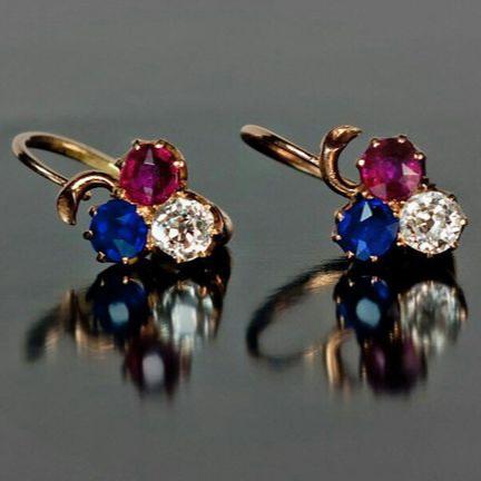 Vintage Colorful Rounded Glass Earrings