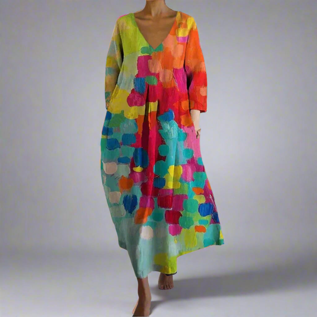 Selma | Colorful V-Neck Dress for Elegant Summer Moments