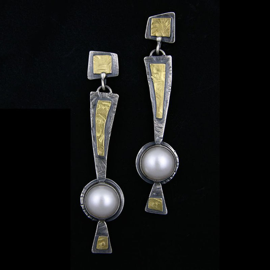 Vintage Dangling Silver Pearl Earrings