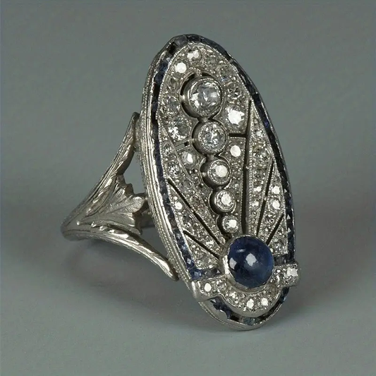 Vintage Silver Oval Bright Ring