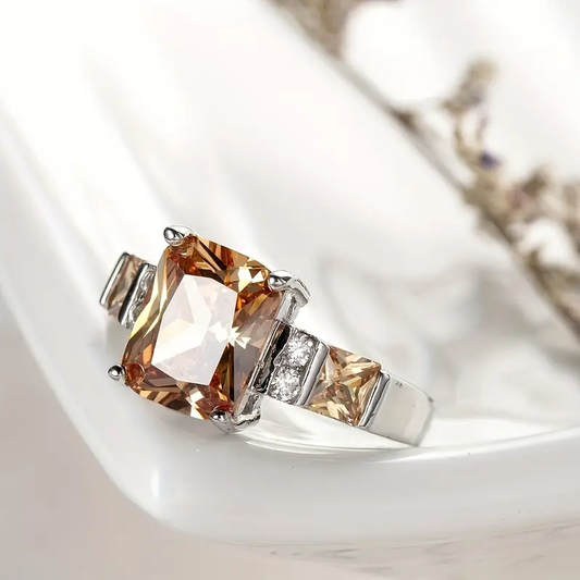 Vintage Glass Silver Ring