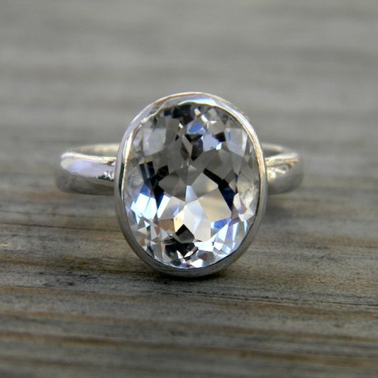 Vintage Silver Glass Ring