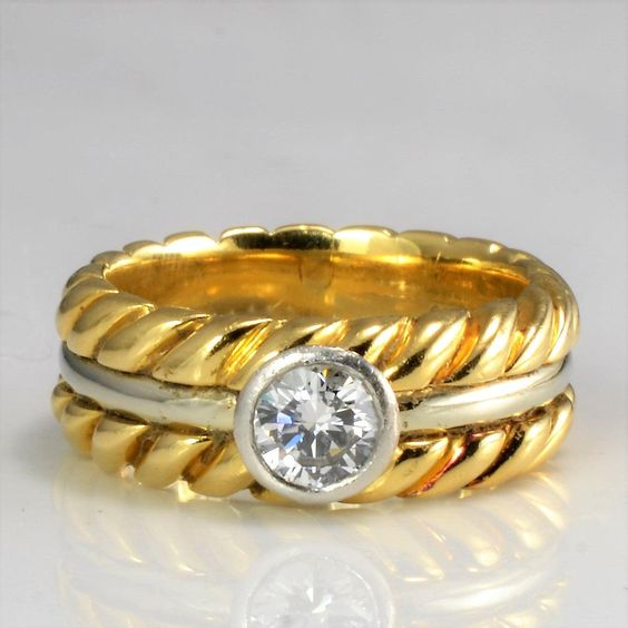Vintage Gold Knotted Line Zirconia Ring