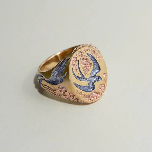 Vintage Blue Hummingbird Ring