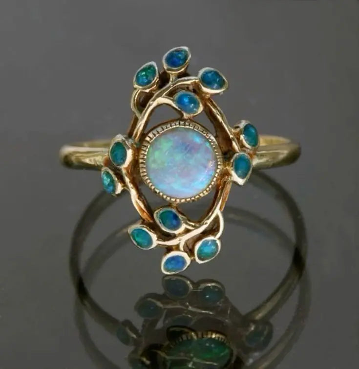 Vintage Blue & Opal Ring