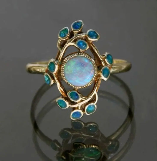 Vintage Blue & Opal Ring