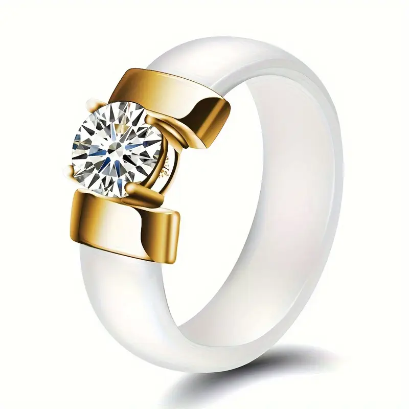 Vintage White Gold Crystal Ring