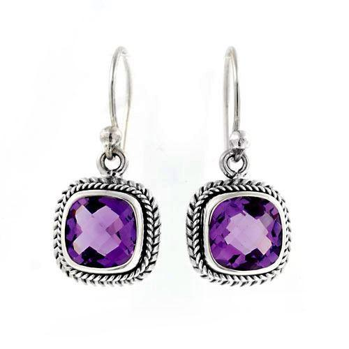 Vintage Purple Silver Crystal Earrings