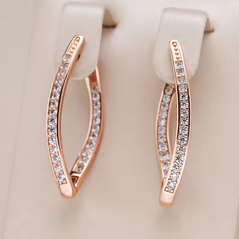 Inlaid Bright Zirconia Gold Earrings