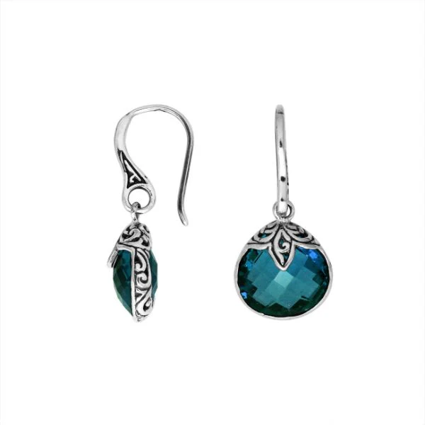 Vintage Blue Drop Sphere Silver Earrings