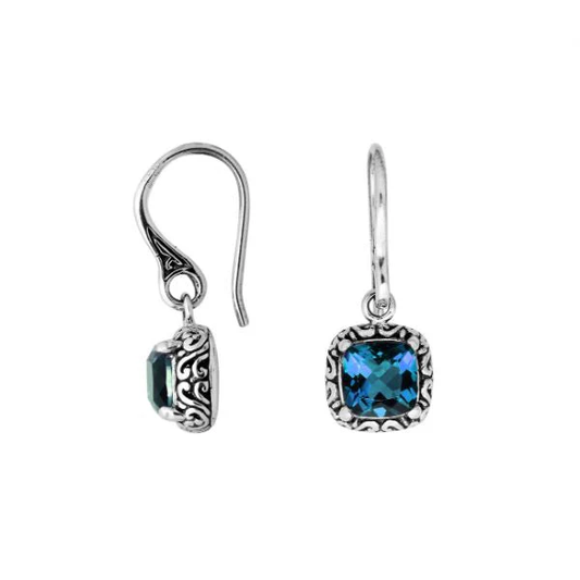 Vintage Bright Blue Cubic Silver Earring