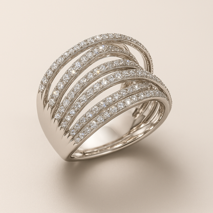 Vintage Layered Zirconia Silver Ring