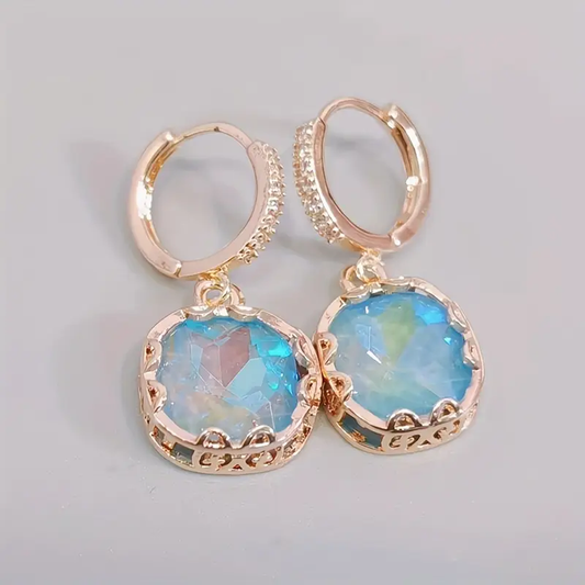 Blue Opal Rose Gold Earrings