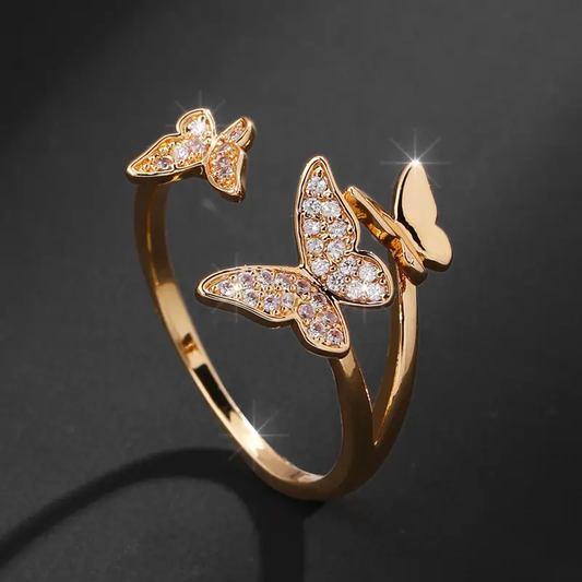 Butterfly Bright Gold Ring