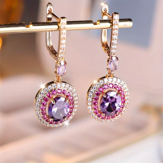 Rounded Pink Zirconia Earrings