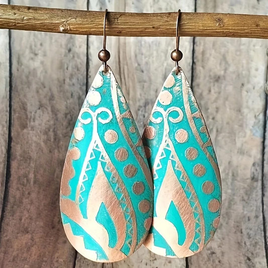 Vintage Blue Enamel Drop Earrings