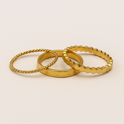 Triple Golden Ring Set