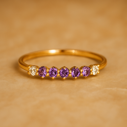 Fine Purple Zirconia Gold Ring