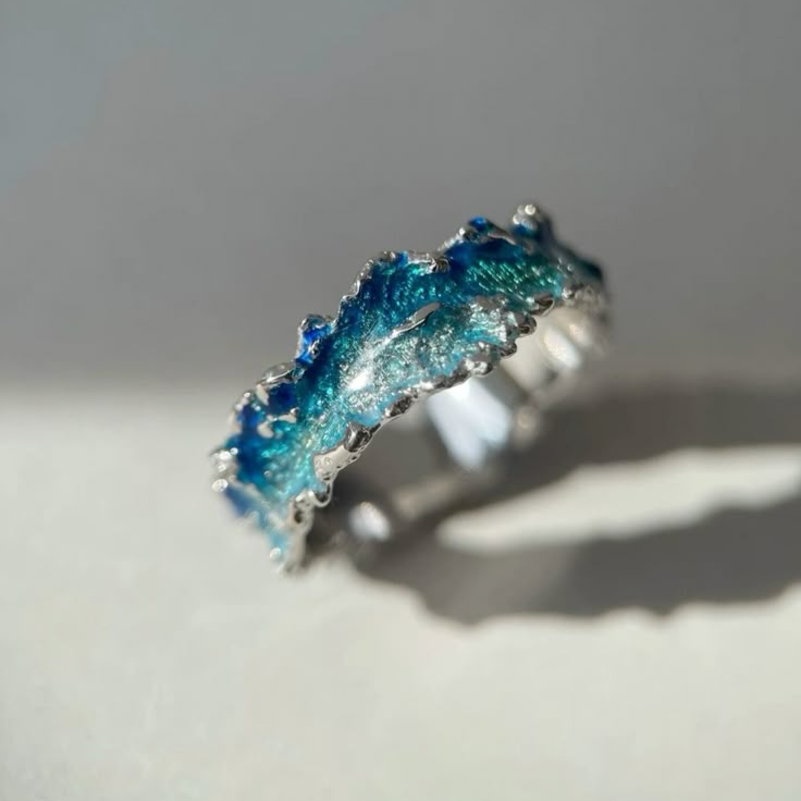 Vintage Blue Ocean Silver Ring