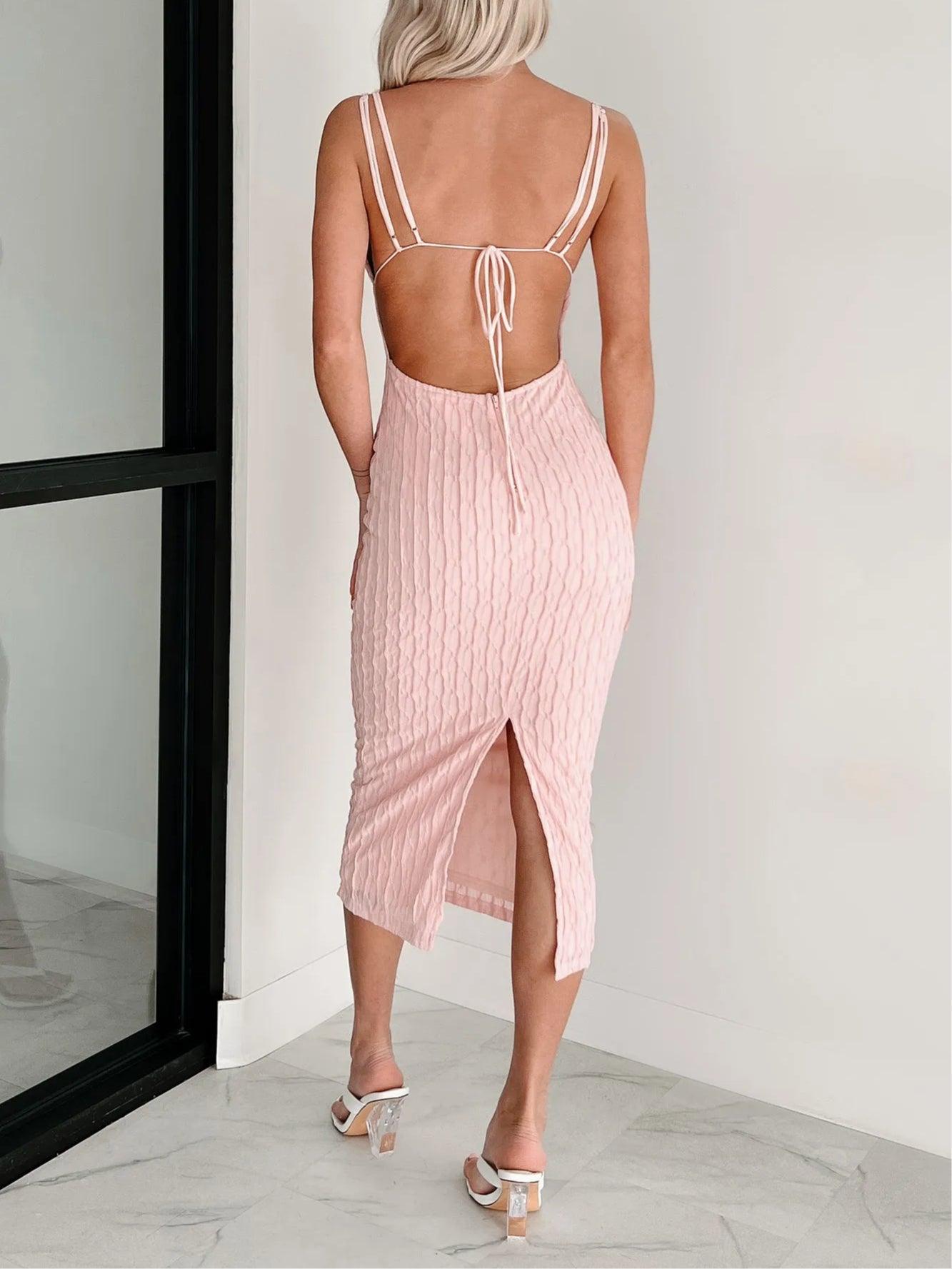 Serenely Sweet Textured Bodycon Midi Dress