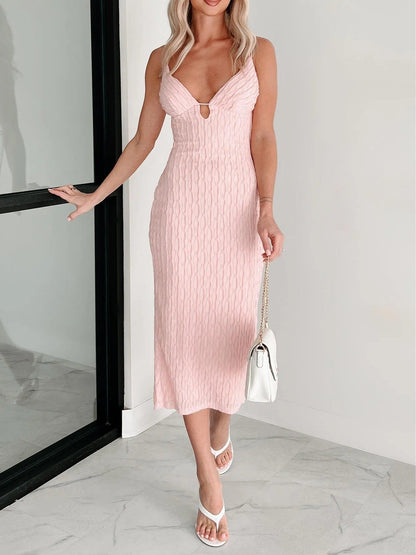 Serenely Sweet Textured Bodycon Midi Dress