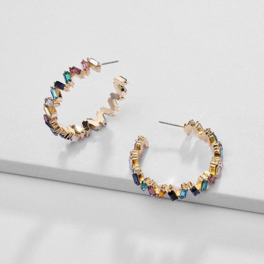 Colorful Crystal Hoop Earrings