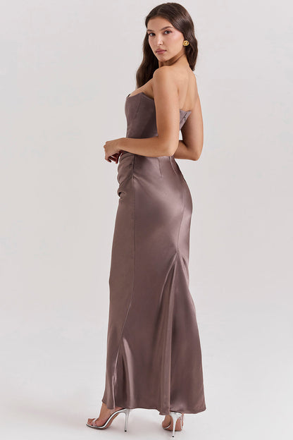 Paloma - Elegant Satin Strapless Maxi Dress
