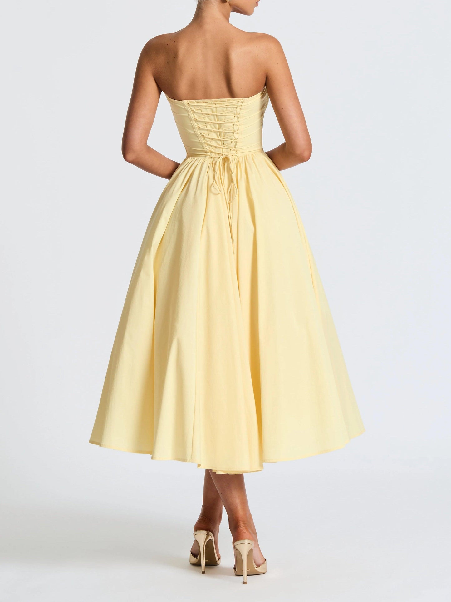 V-neck Tube Top A-line Midi Dress