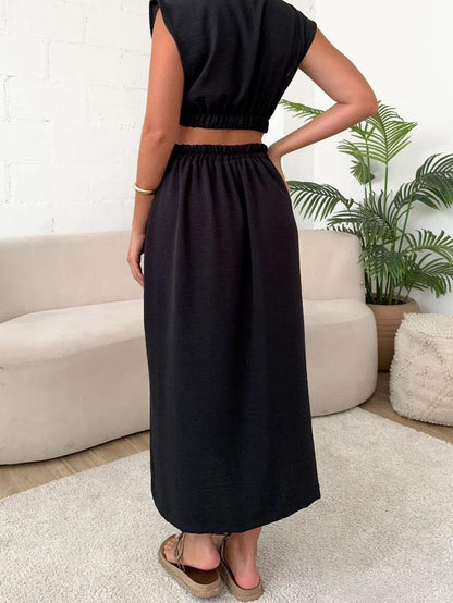 Shirt Breasted Back Cutout Casual Maxi Dress