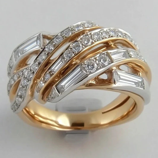 Vintage Cocktail Spiral Zirconia Ring