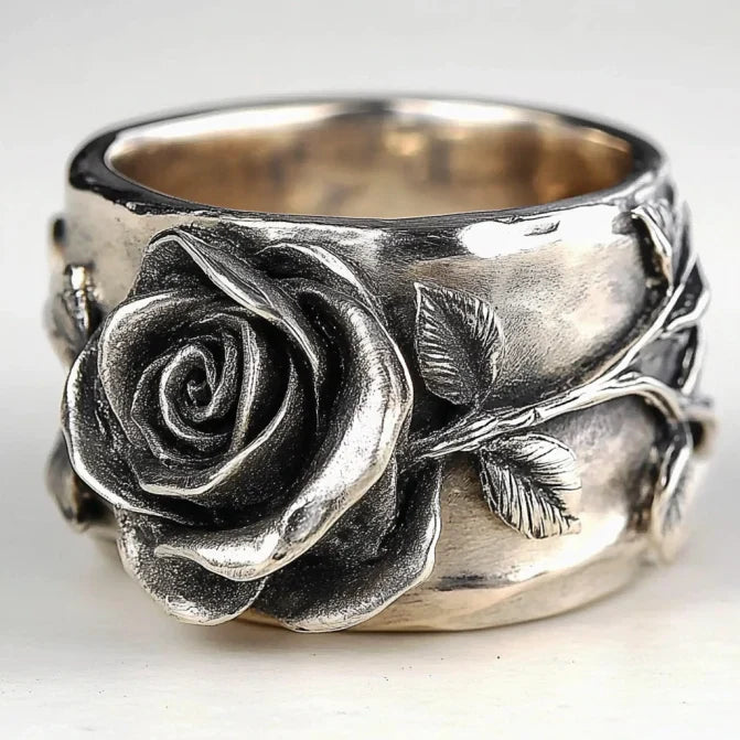 Vintage Silver Flower Band Ring