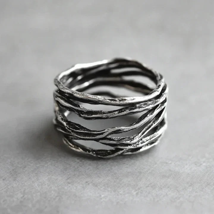 Vintage Minimalist Layered Silver Ring