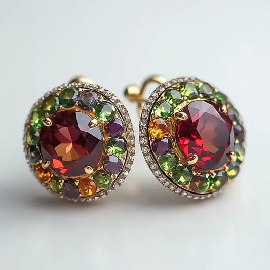 Vintage Rounded Colorful Bright Earrings