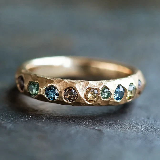 Vintage Inlaid Crystal Fine Gold Ring