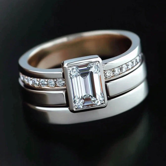 Vintage Silver Zirconia Ring Set