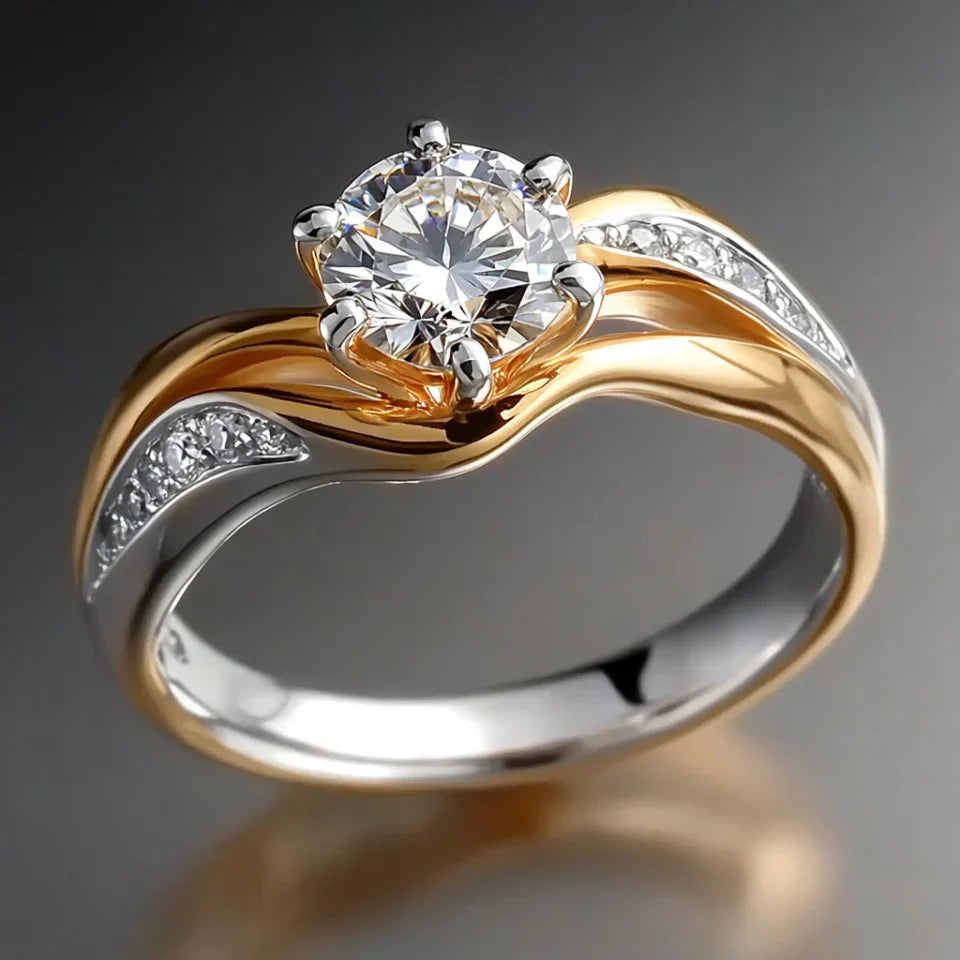 Vintage Gold & Silver Sea Zirconia Ring