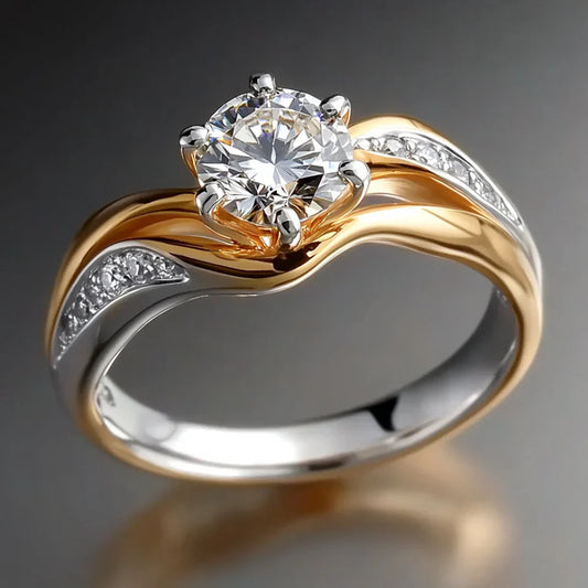 Vintage Gold & Silver Sea Zirconia Ring