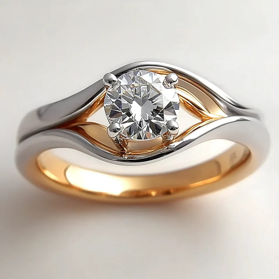 Vintage Gold & Silver Zirconia Eye Ring