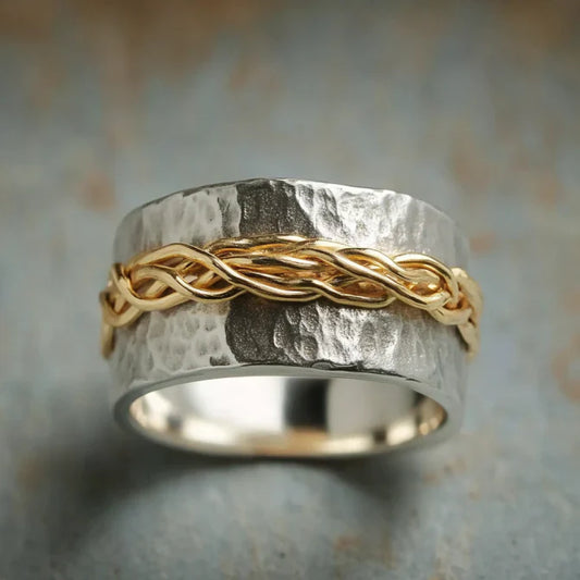 Vintage Silver Golden Wire Ring