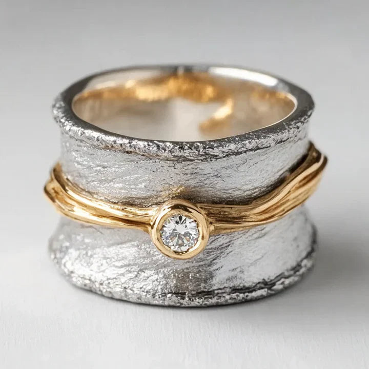 Vintage Minimalist Thick Gold Silver Ring